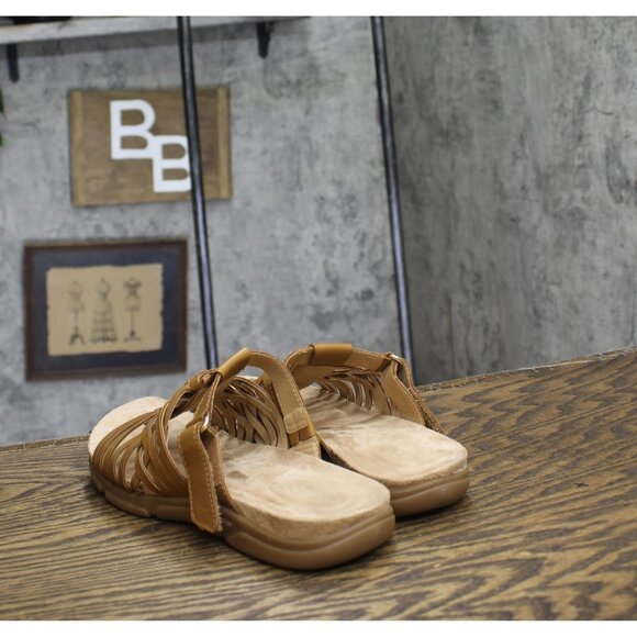 Easy Spirit Womens Strappy Mindi Flat Sandal SEMINDI Cognac Leather Brown 7.5M - Picture 2 of 11